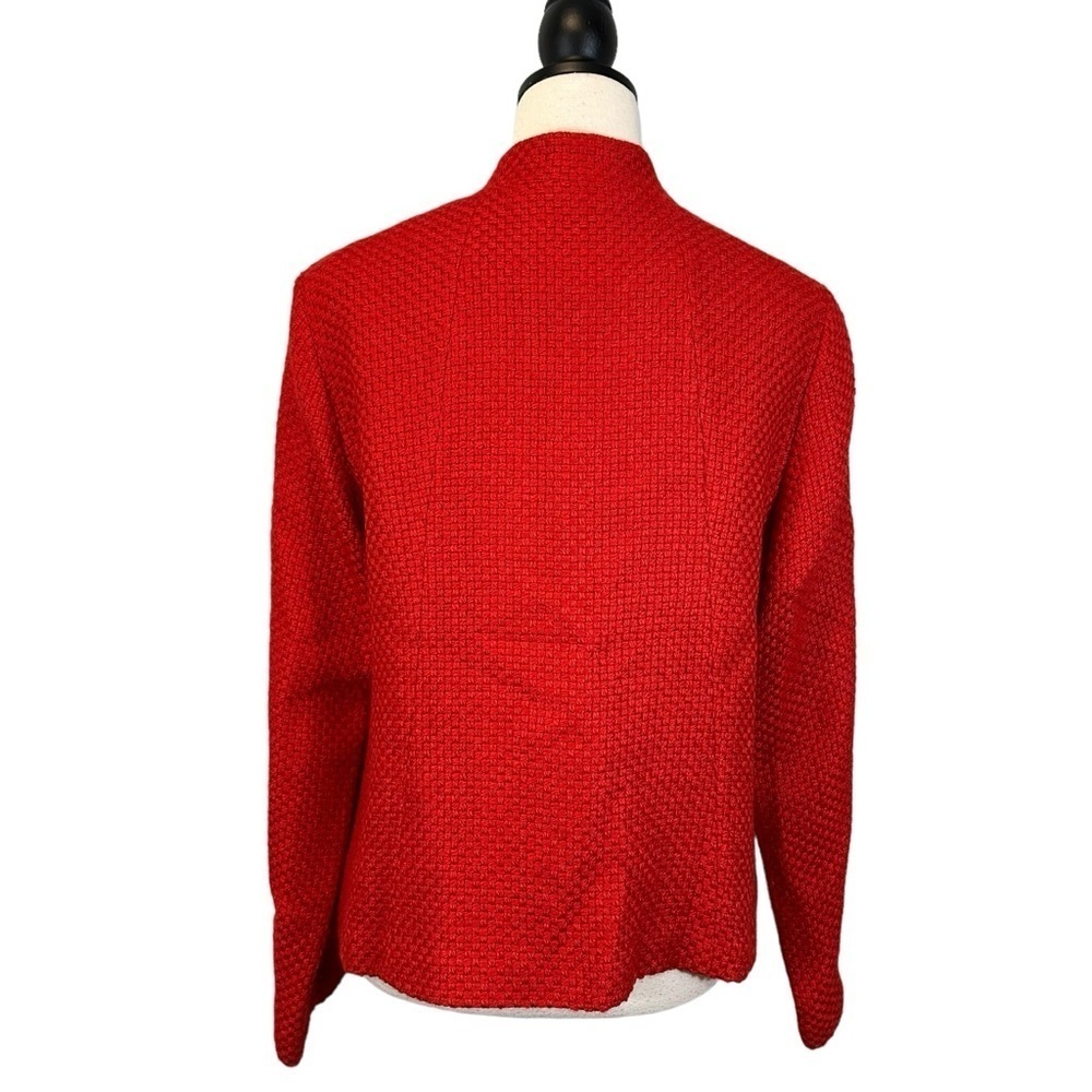 Eileen Fisher Red Jacket Basket Weave Quilted Button Front Size M B33#45 - Picture 6 of 11